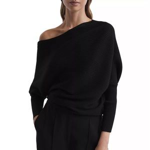 NWT REISS Lorna Asymmetrical Drape Knitted Top